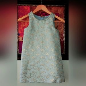 Easter Dress 🐰 Girls' Light Blue Metallic Floral Party Dress